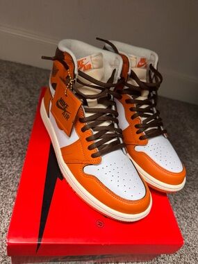 Nike Air Jordan 1 Mid Sneakers - Orange/White/Brown
